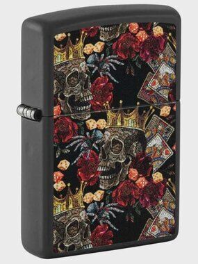 King Skulls and Spiders - Black Matte ZIPPO LIGHTER